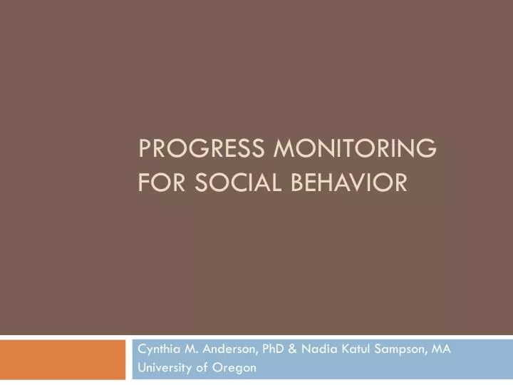 progress monitoring for social behavior