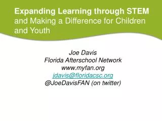 Expanding Learning through STEM and Making a Difference for Children and Youth