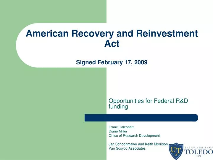 american recovery and reinvestment act signed february 17 2009