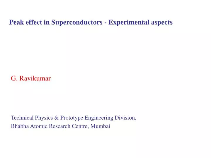 peak effect in superconductors experimental aspects