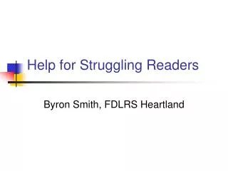 Help for Struggling Readers