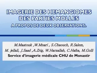 imagerie des hemangiomes des parties molles a propos de deux observations