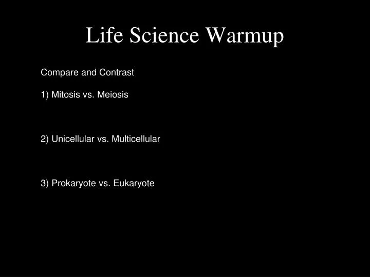 life science warmup