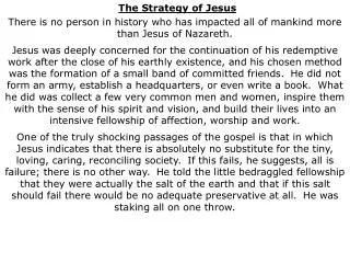 The Strategy of Jesus