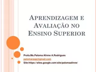 aprendizagem e avalia o no ensino superior
