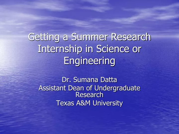 getting a summer research internship in science or engineering