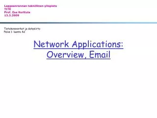 Network Applications: Overview, Email