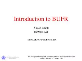 Introduction to BUFR