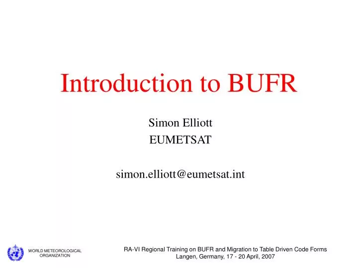 introduction to bufr