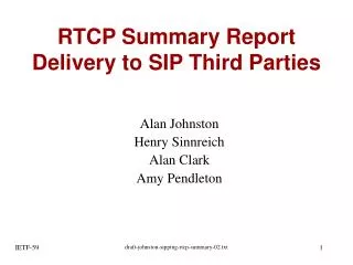 RTCP Summary Report Delivery to SIP Third Parties
