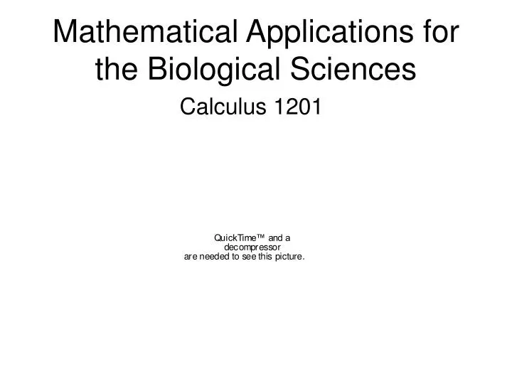 mathematical applications for the biological sciences
