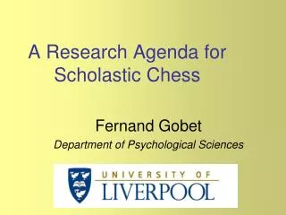 A Research Agenda for Scholastic Chess