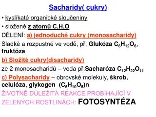 sacharidy cukry