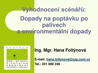 vyhodnocen sc n dopady na popt vku po palivech a environment ln dopady