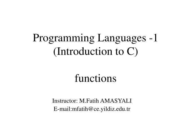 programming languages 1 introduction to c functions