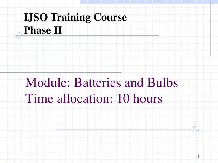 module batteries and bulbs time allocation 10 hours