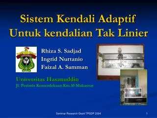 sistem kendali adaptif untuk kendalian tak linier
