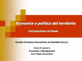 economia e politica del territorio