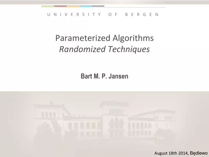 parameterized algorithms randomized techniques