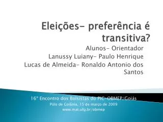 elei es prefer ncia transitiva