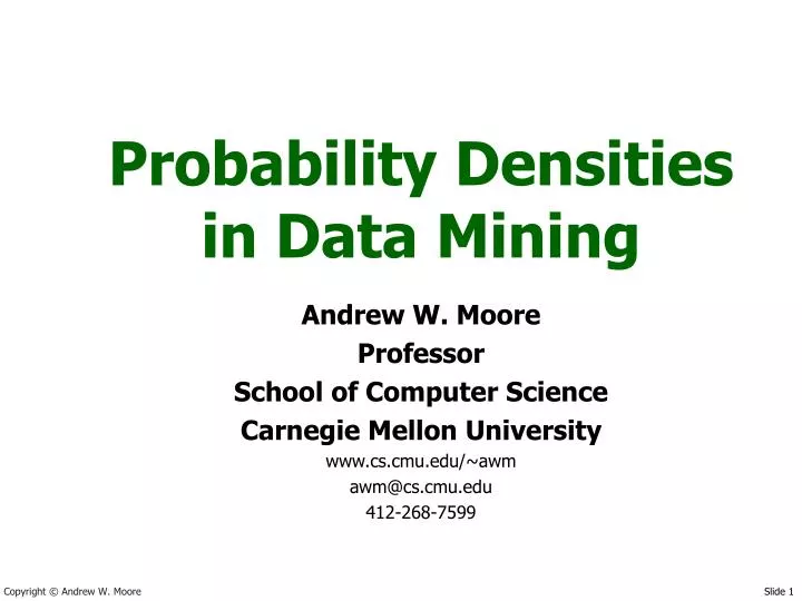 probability densities in data mining