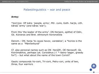 Palaeolinguistics – war and peace