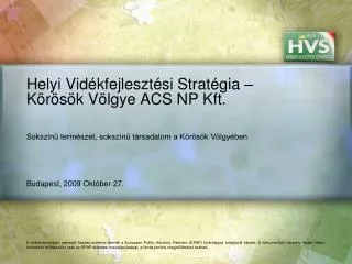 helyi vid kfejleszt si strat gia k r s k v lgye acs np kft