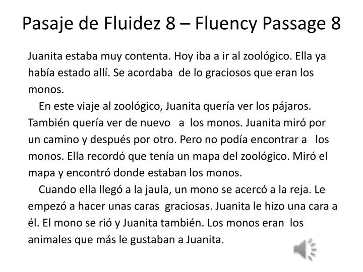pasaje de fluidez 8 fluency passage 8
