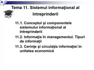 tema 11 sistemul informa ional al ntreprinderii