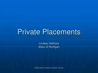 Private Placements