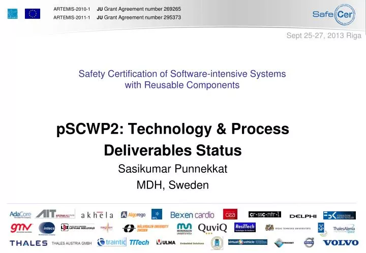 pscwp2 technology process deliverables status sasikumar punnekkat mdh sweden