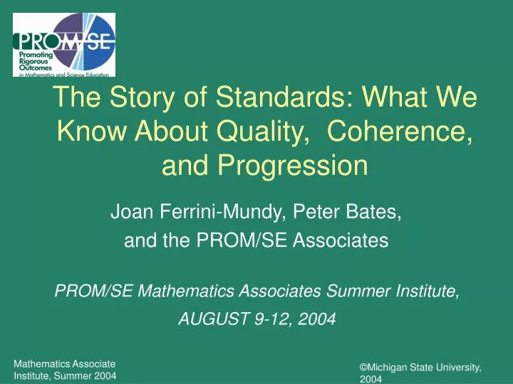 the story of standards what we know about quality coherence and progression