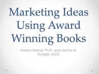 Marketing Ideas Using Award Winning Books
