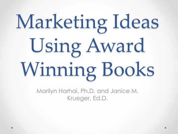 marketing ideas using award winning books