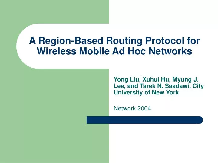 a region based routing protocol for wireless mobile ad hoc networks