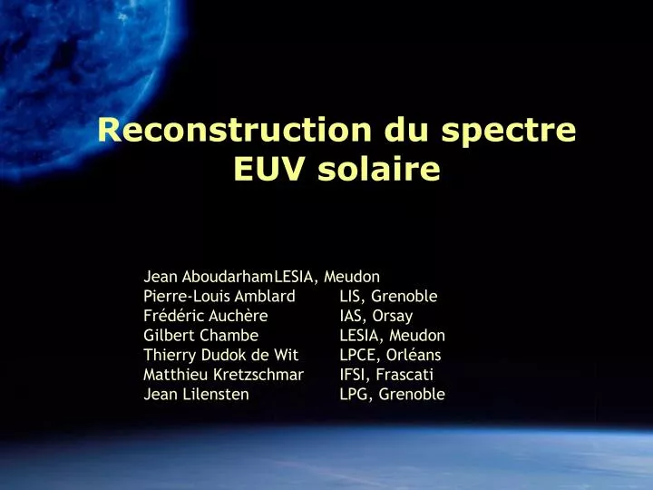 reconstruction du spectre euv solaire