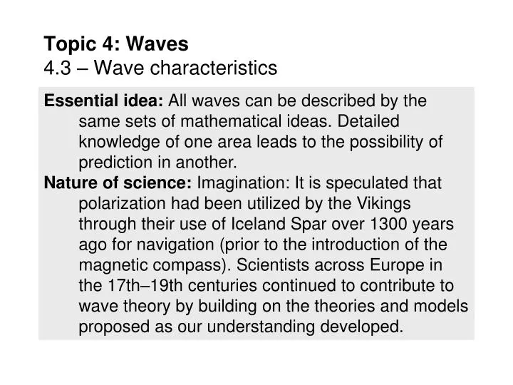 topic 4 waves 4 3 wave characteristics