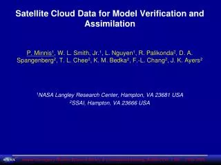 Satellite Cloud Data for Model Verification and Assimilation