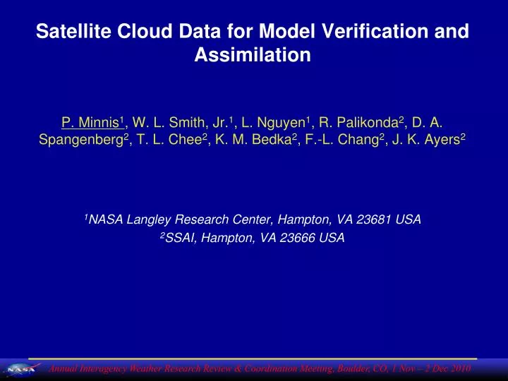 satellite cloud data for model verification and assimilation