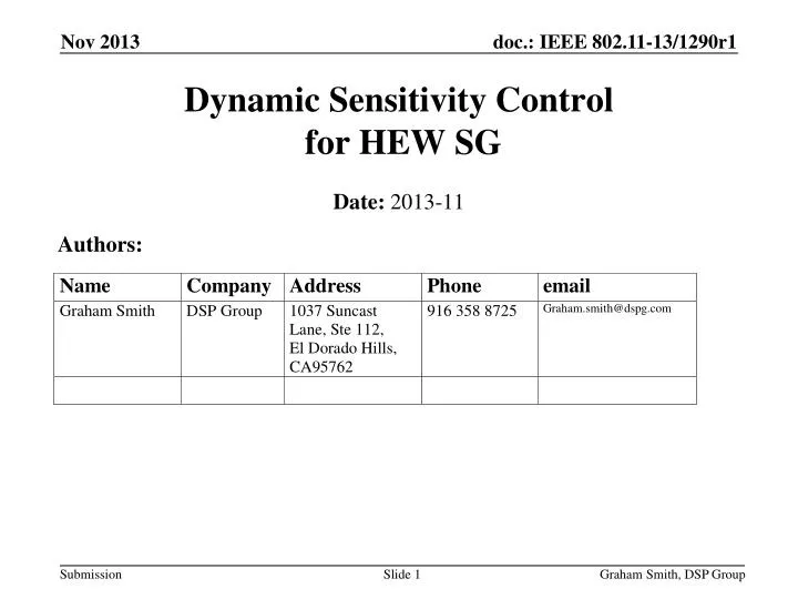 dynamic sensitivity control for hew sg