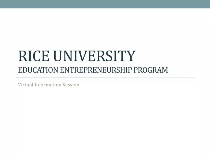 rice university education entrepreneurship program