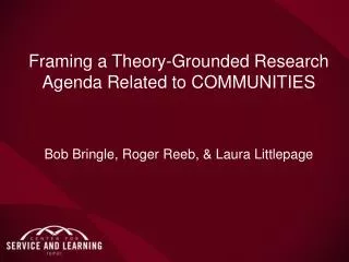 Framing a Theory-Grounded Research Agenda Related to COMMUNITIES