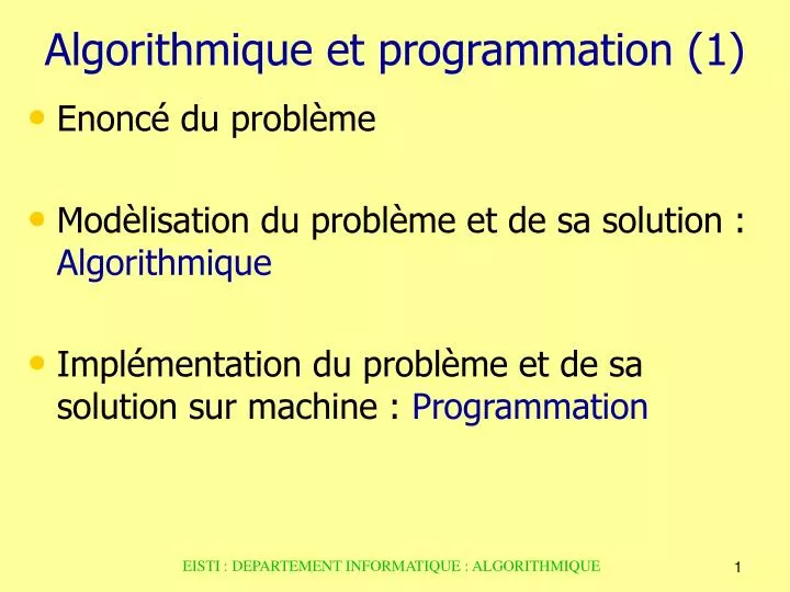 algorithmique et programmation 1