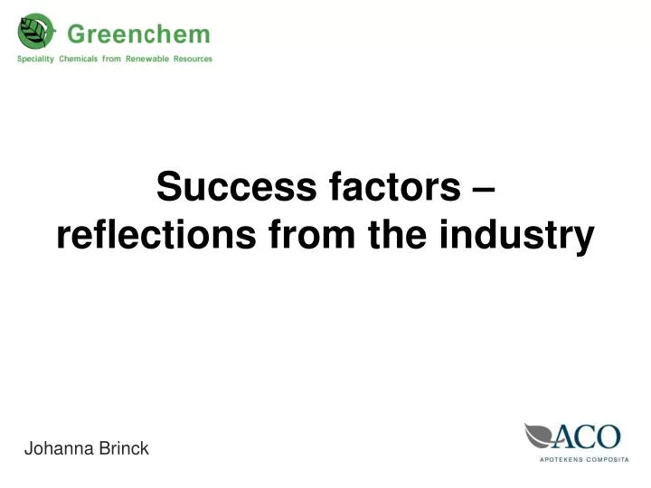success factors reflections from the industry