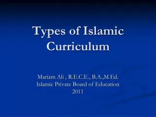 Types of Islamic Curriculum