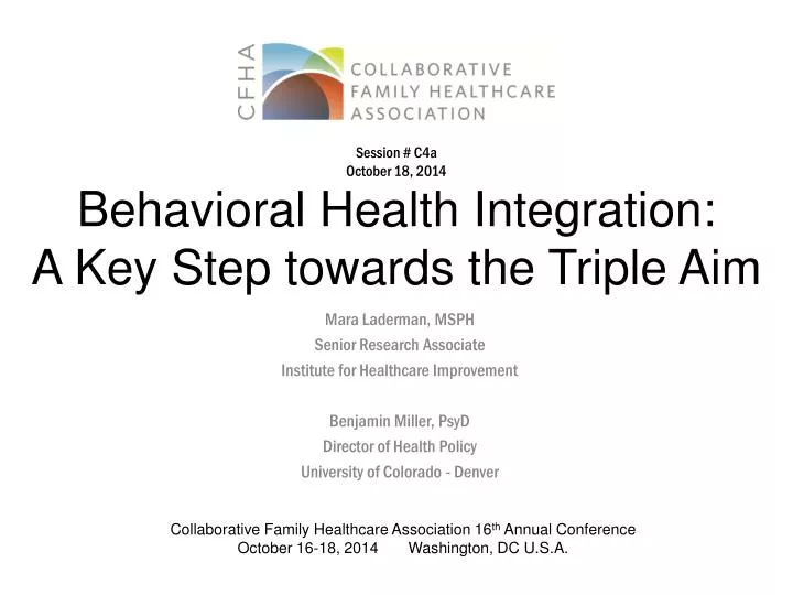 behavioral health integration a key step towards the triple aim