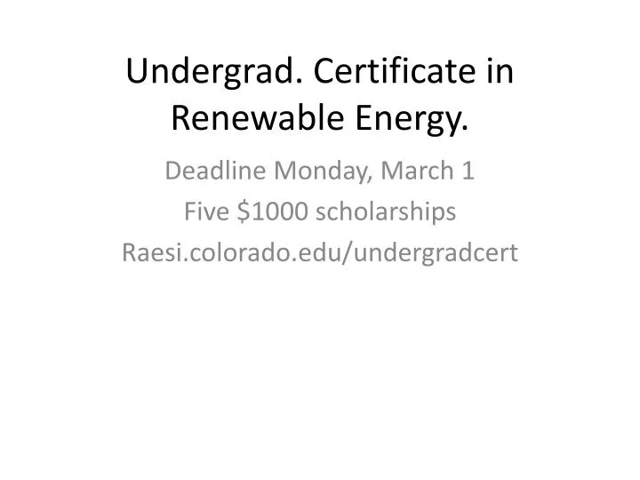 undergrad certificate in renewable energy