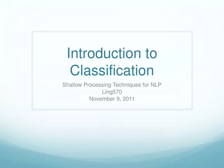 introduction to classification