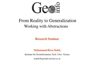 From Reality to Generalization Working with Abstractions