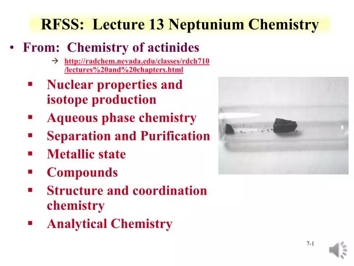 rfss lecture 13 neptunium chemistry